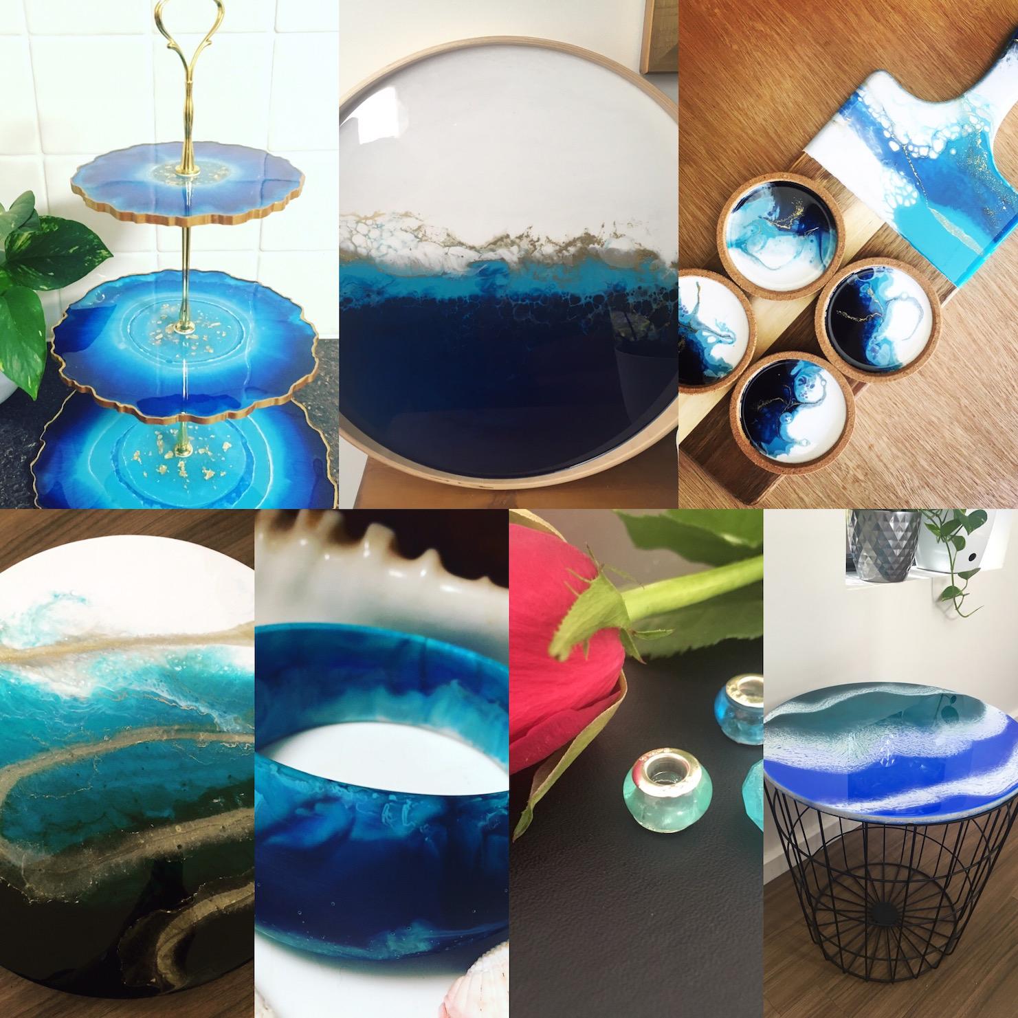 Resinating Blue homewares & jewellery