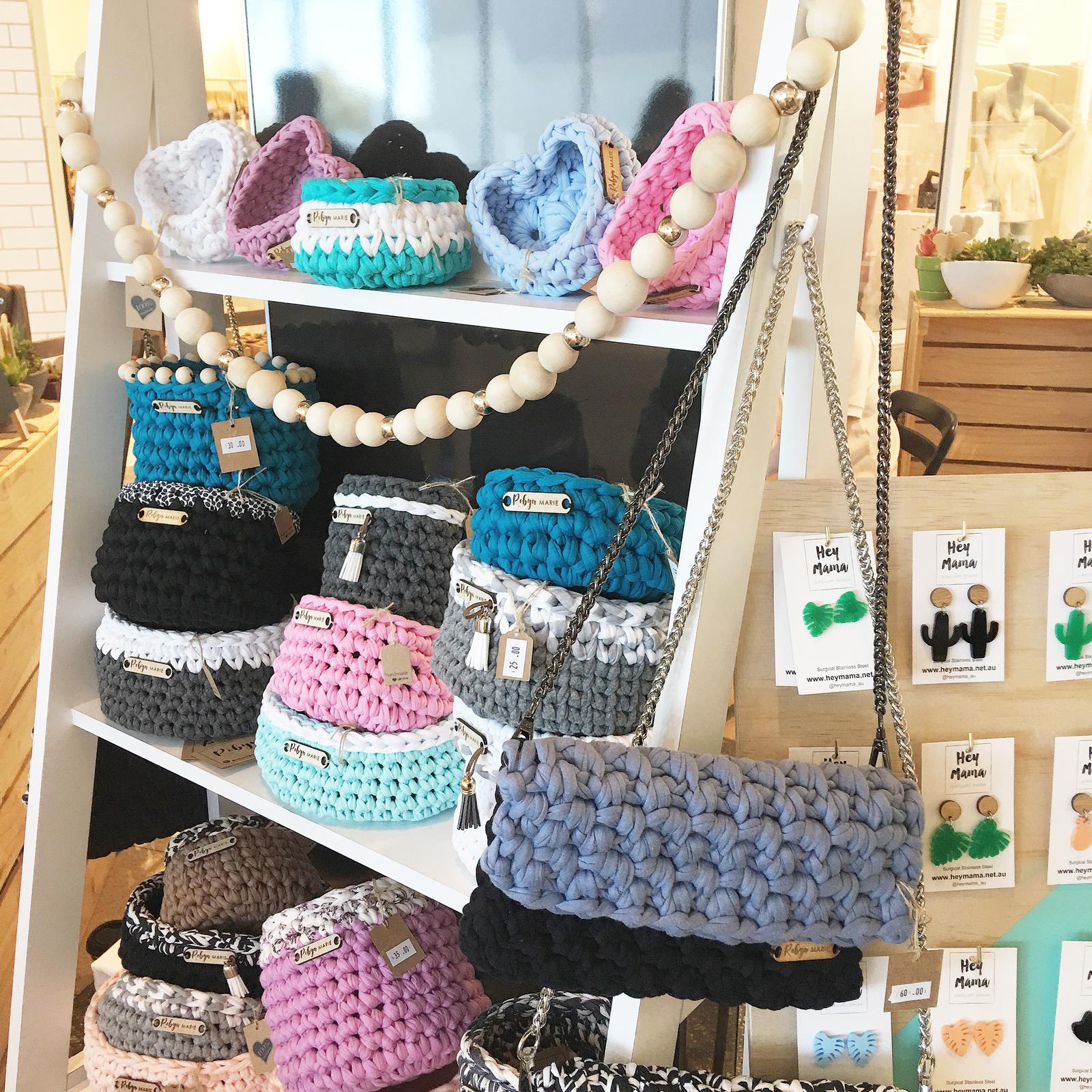 Crochet baskets and clutch