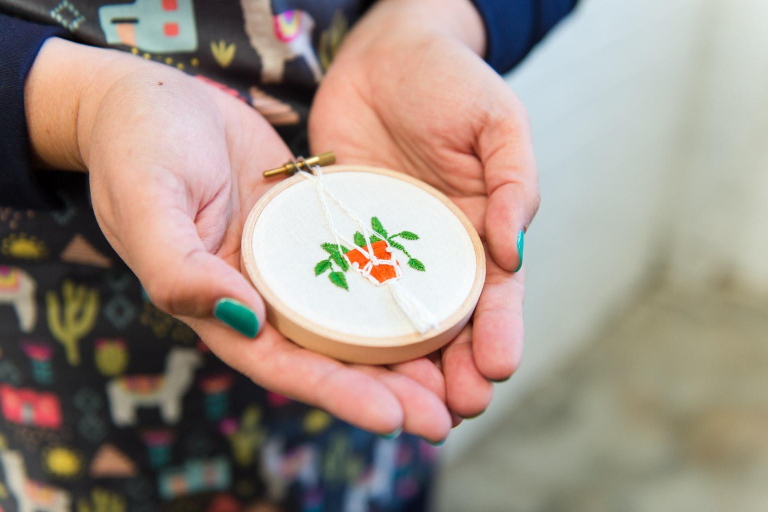 Embroidery hoop art inspired by nature