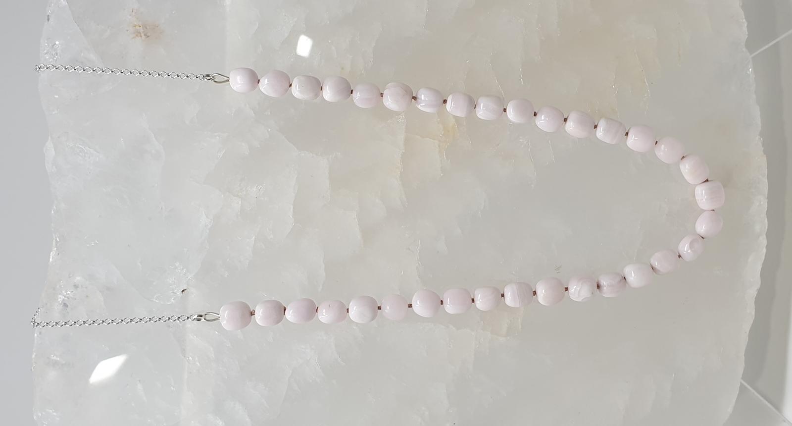 Mangano Calcite with Sterling Silver Chain and Griffin Silk Thread