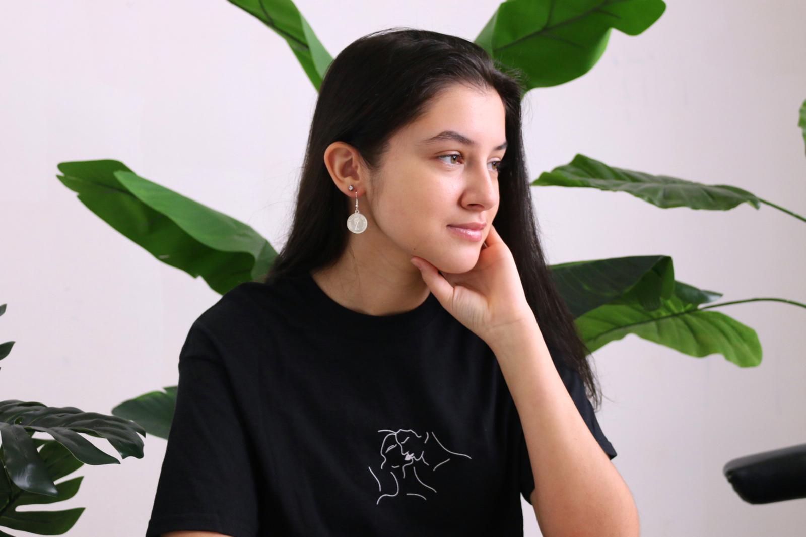 Hand Designed Lover's Tee & Silver Greece Earrings