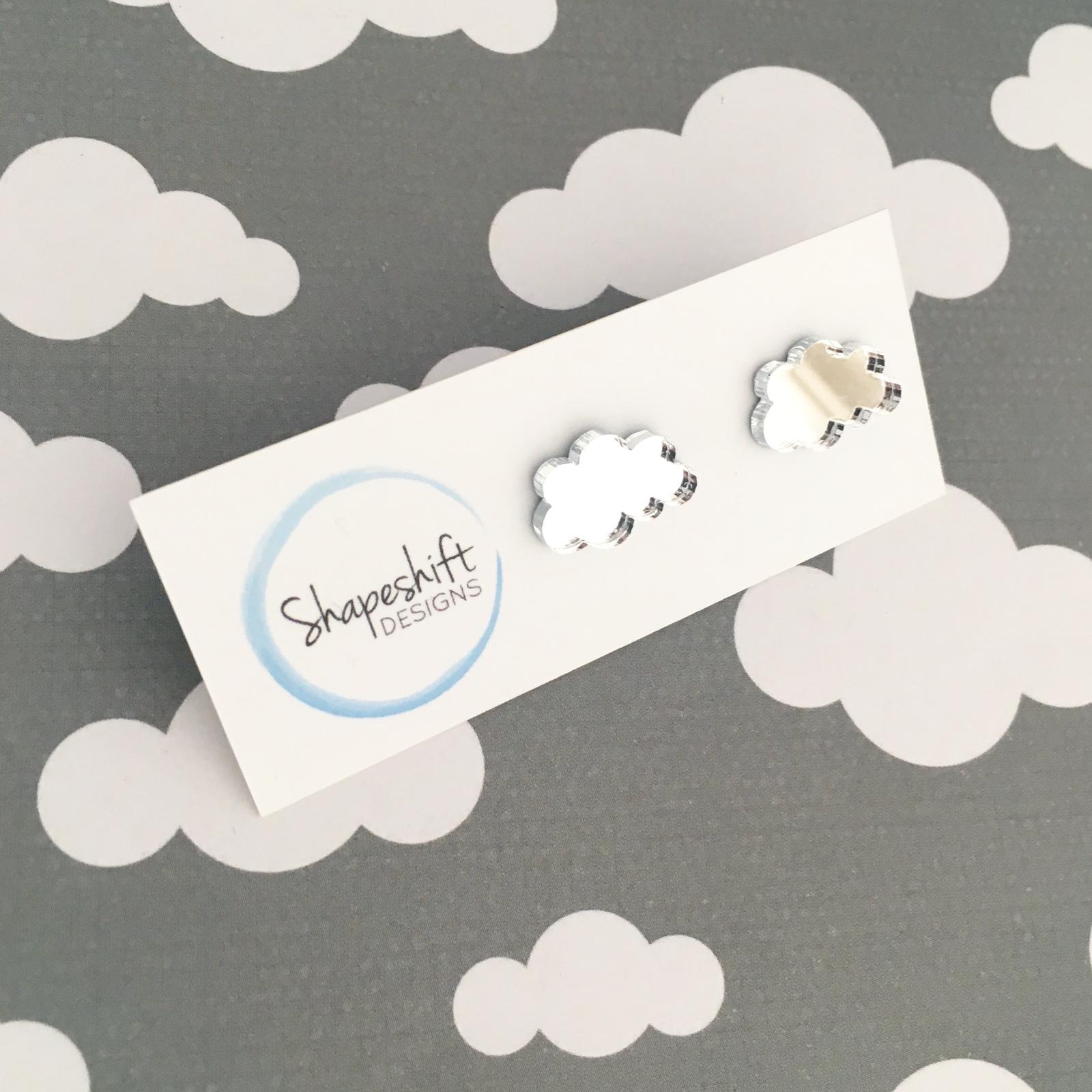Laser Cut Acrylic Mirror Cloud Studs