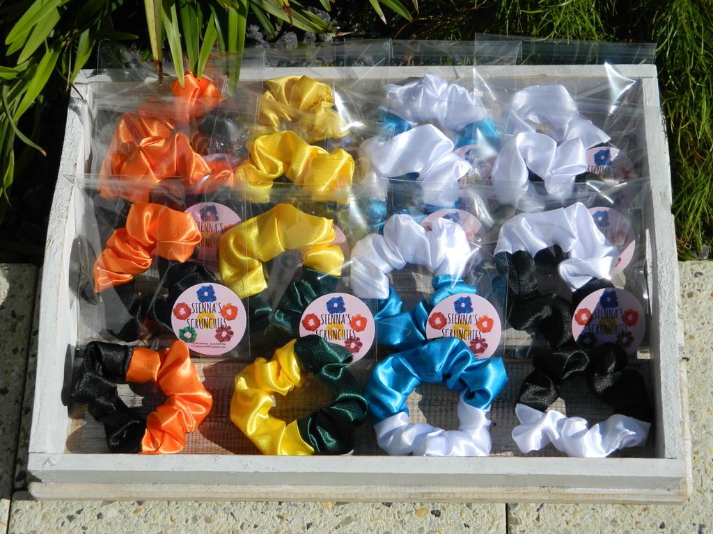 Custom made two-tone scrunchies
