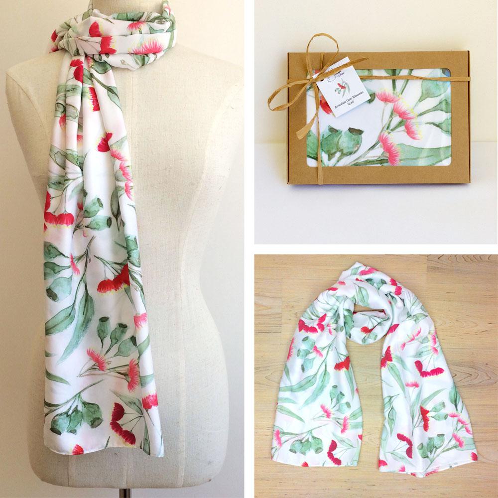 Gum Blossoms White Scarf