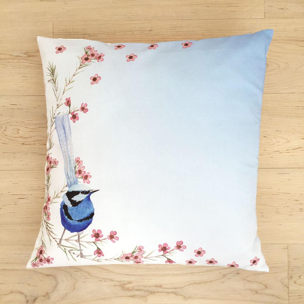 Blue Wren Cushion Cover