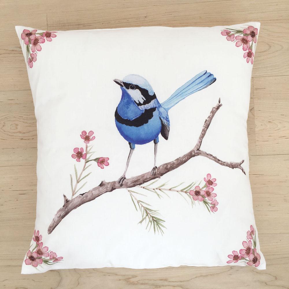 Blue Wren Cushion Cover