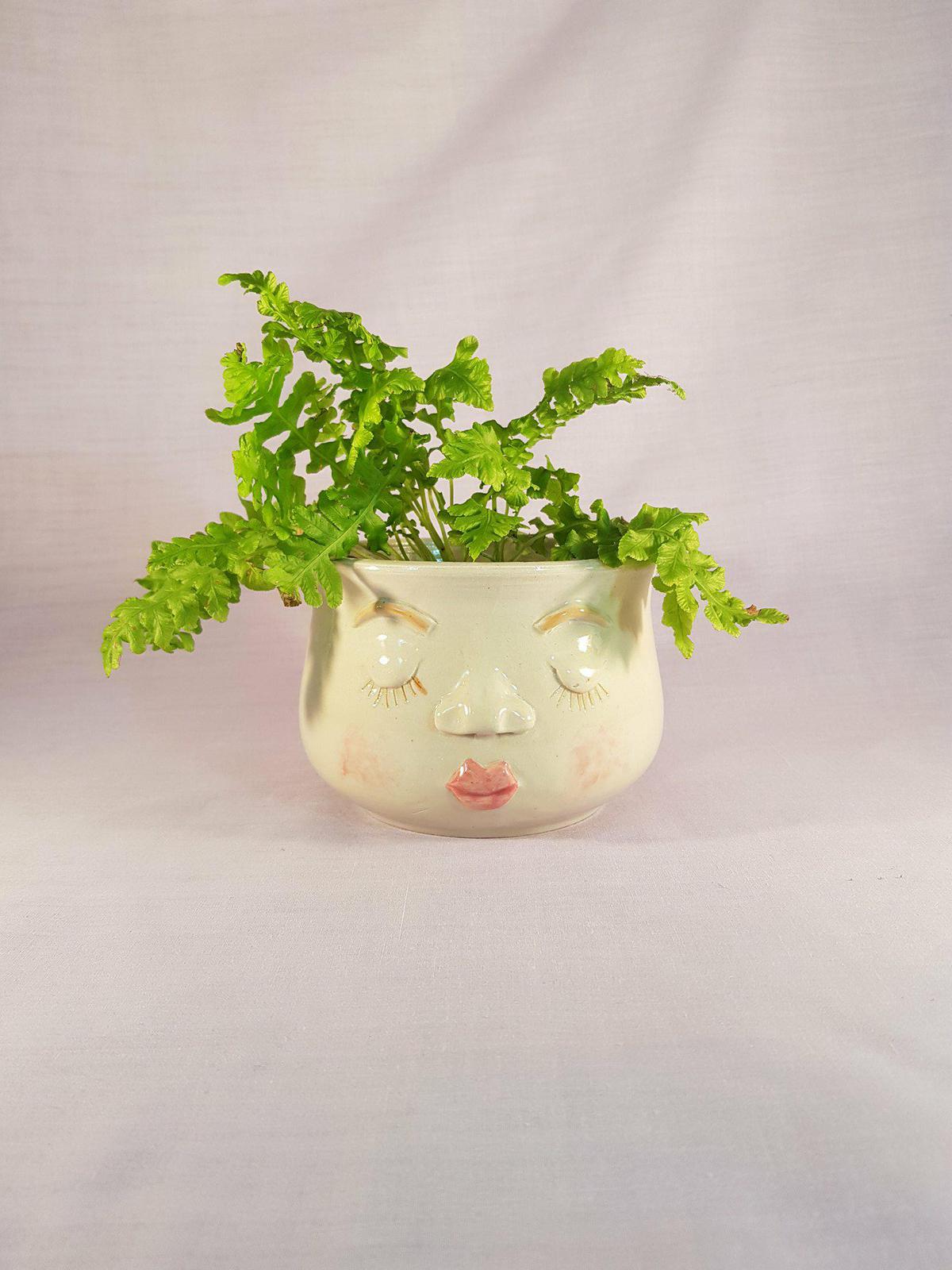 Sleepy Face Pot Plant Holder