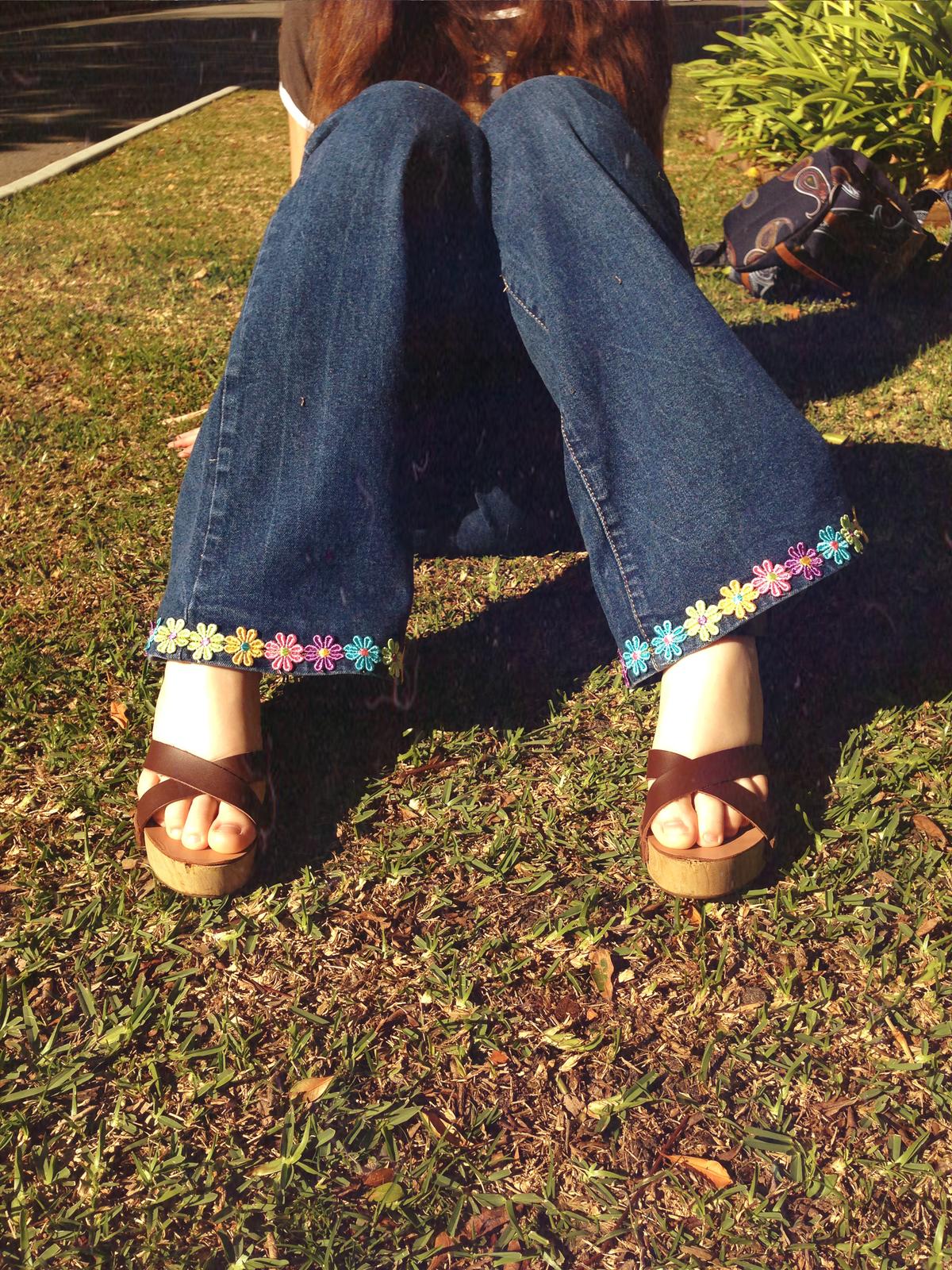 Upcycled Wide Leg Daisy Jeans