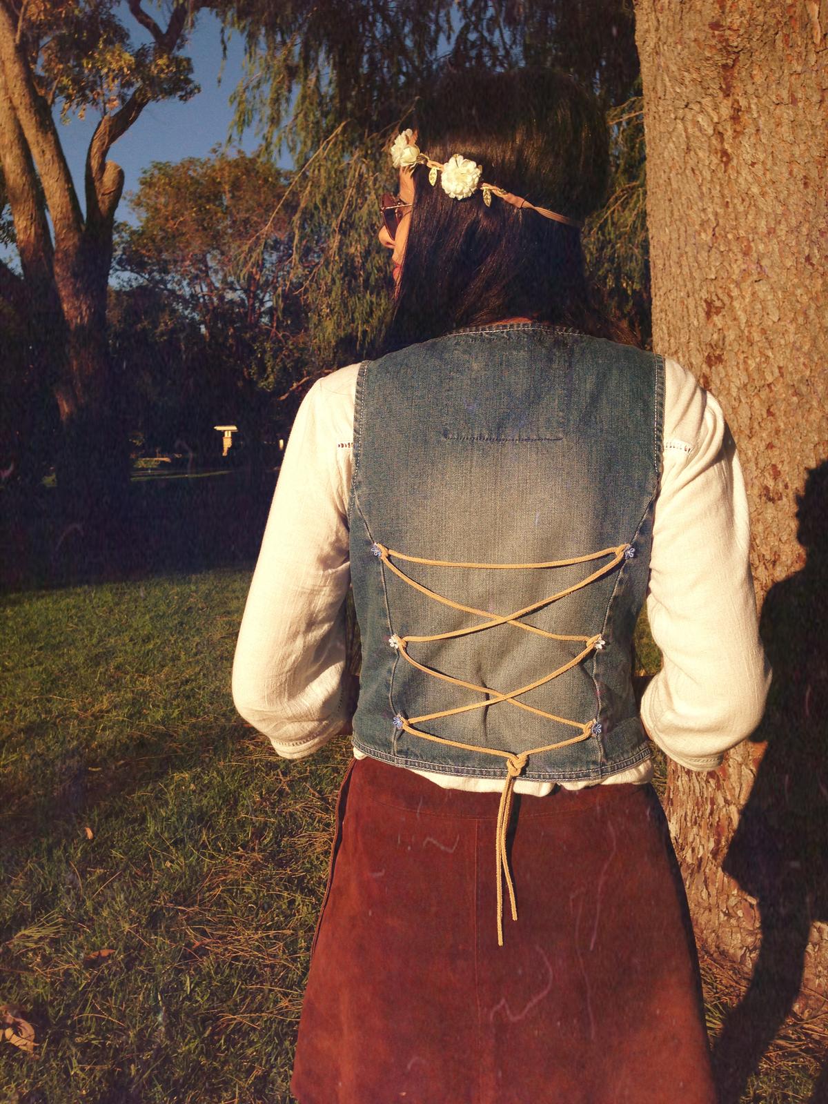 Upcycled Hippie Leather Corset Vest