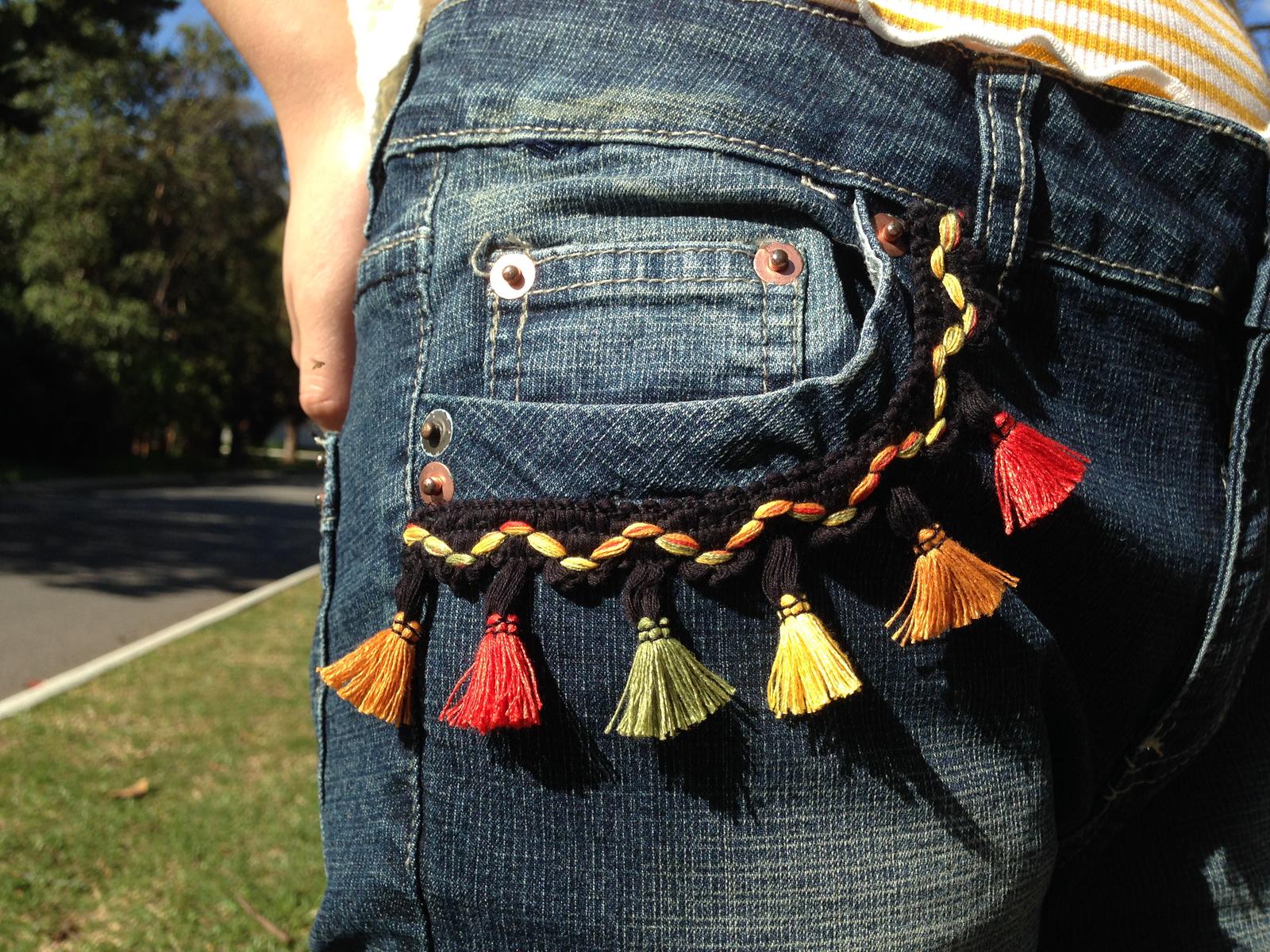 Upcycle Tassel Bootcut Jeans