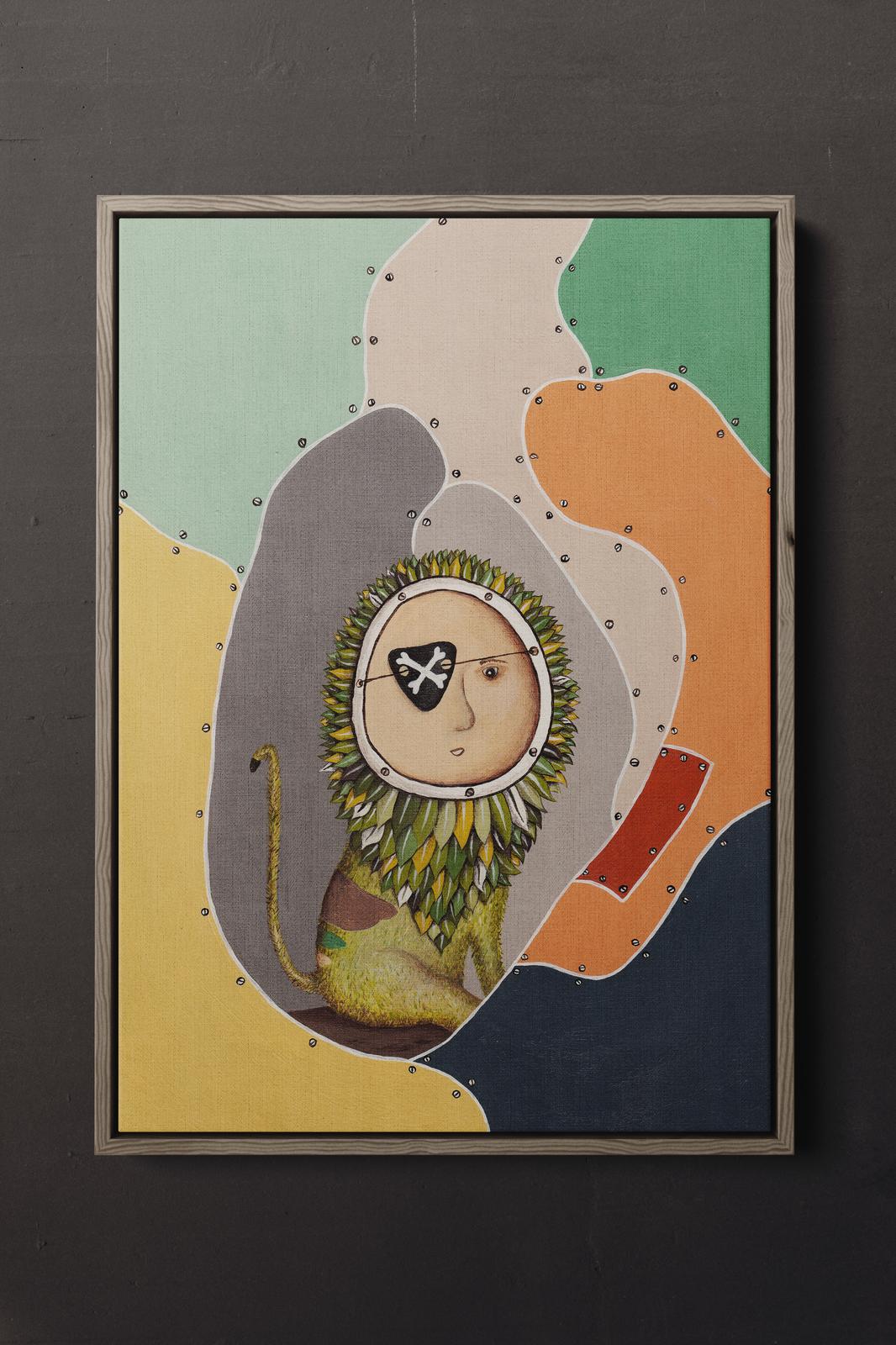Small canvas print - 'Dimitri - the forest pirate lion' by Jem Ham