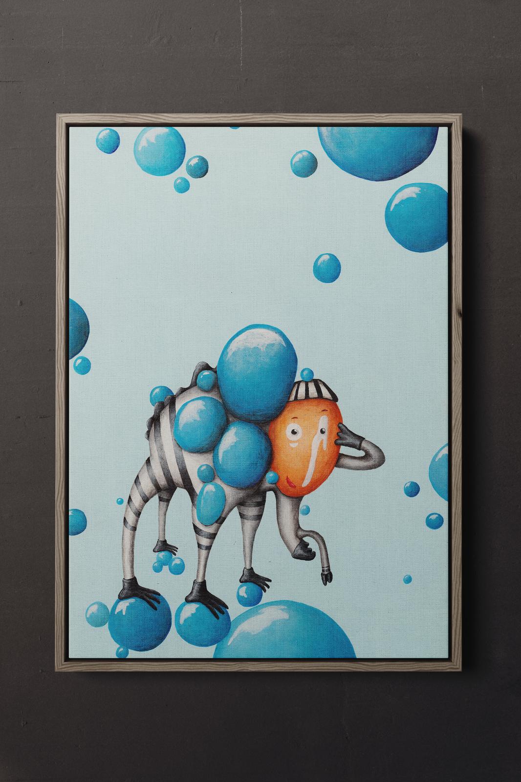 Small canvas print - 'Siegfried - the bubble man' by Jem Ham