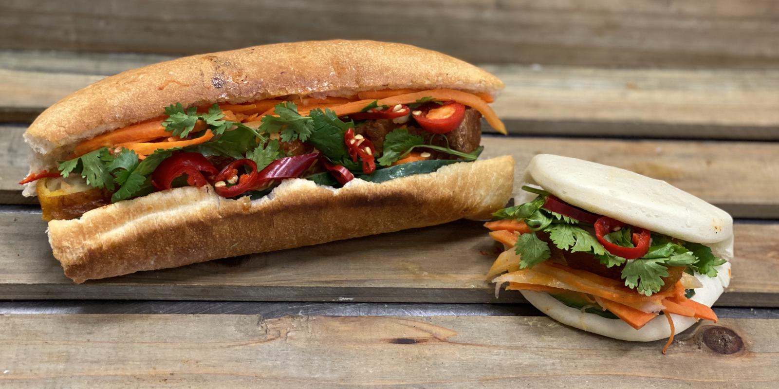 Vegan pork belly bmt and bao
