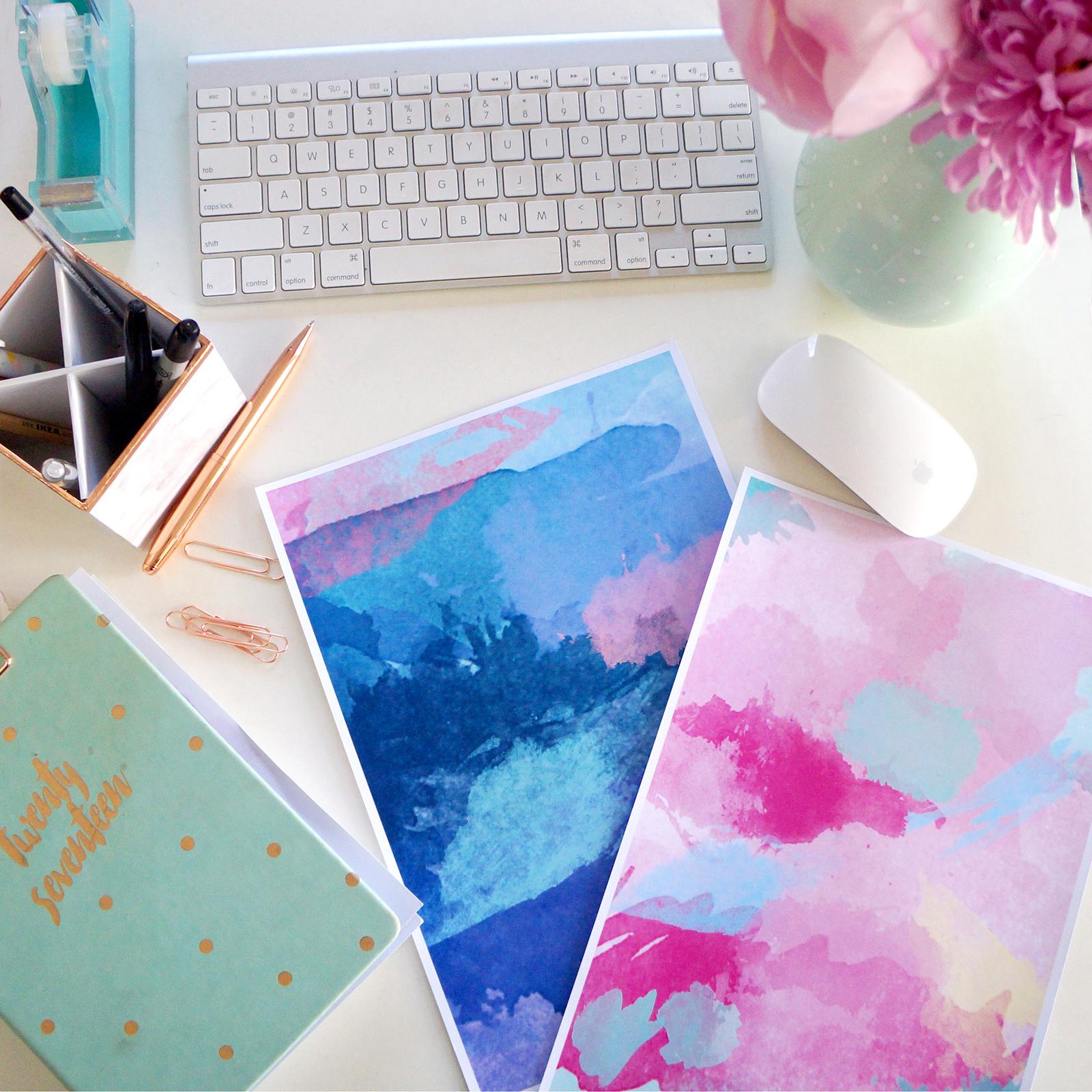 Watercolour Artwork prints ready to be packaged and posted