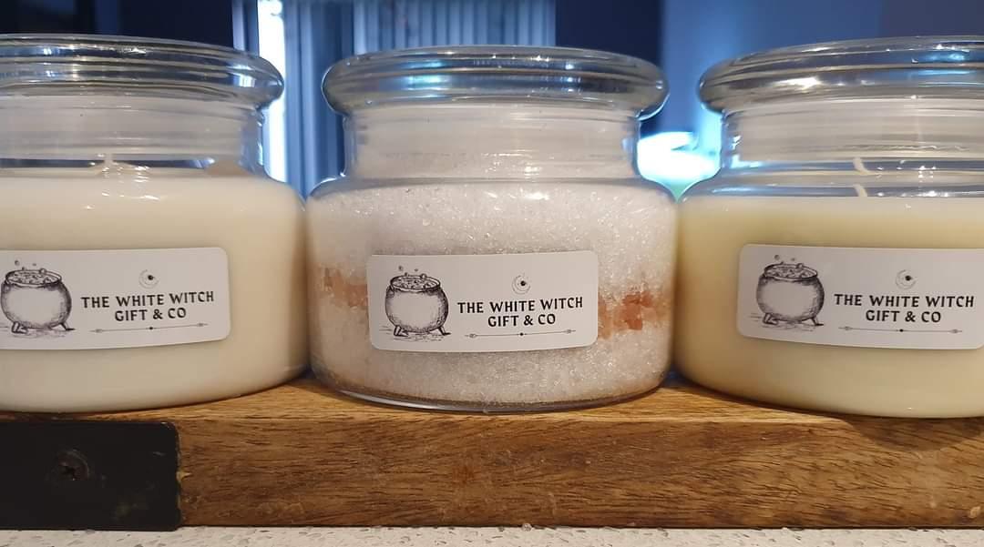 Apothecary candles and bath salts set