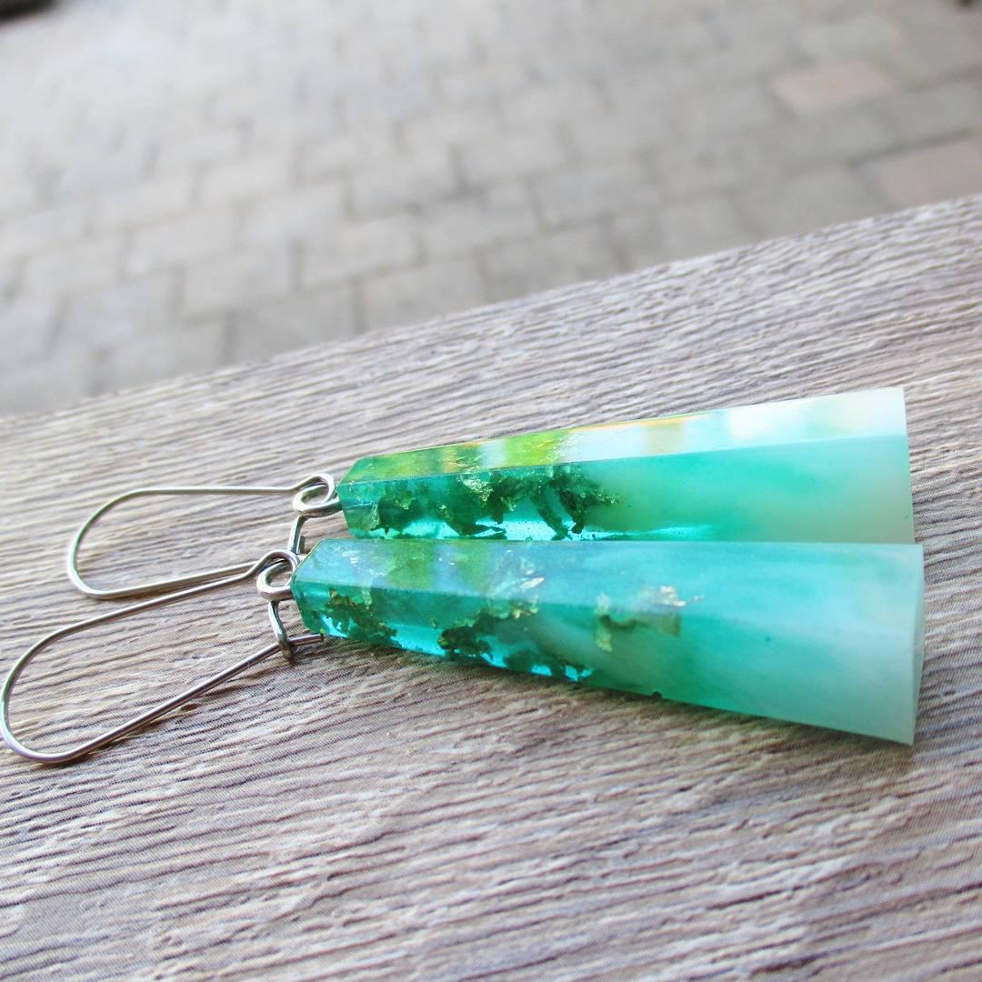 Eco resin drop earrings