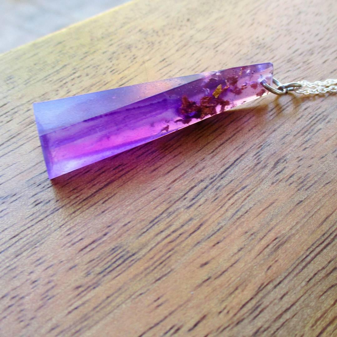 Pyramid eco resin pendant necklace
