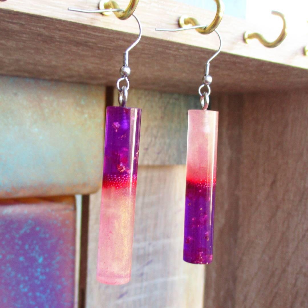 Eco resin mismatched earrings