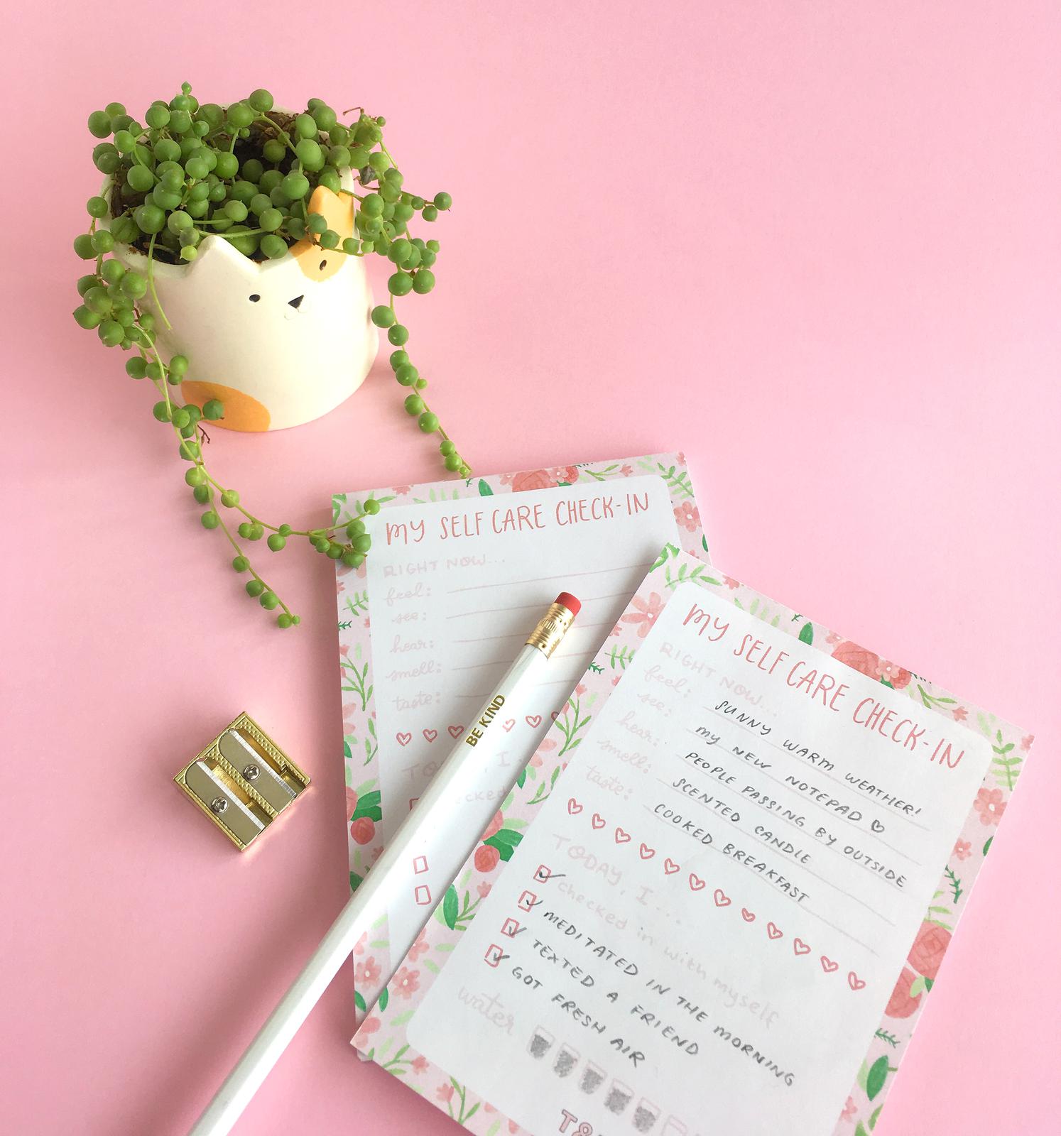 Our self-care notepad helps you check in with a mindful moment