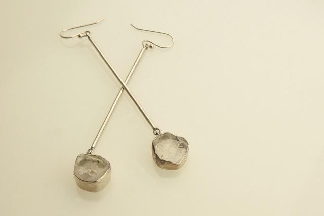 Quartz crystal 'ice cube' drop earrings