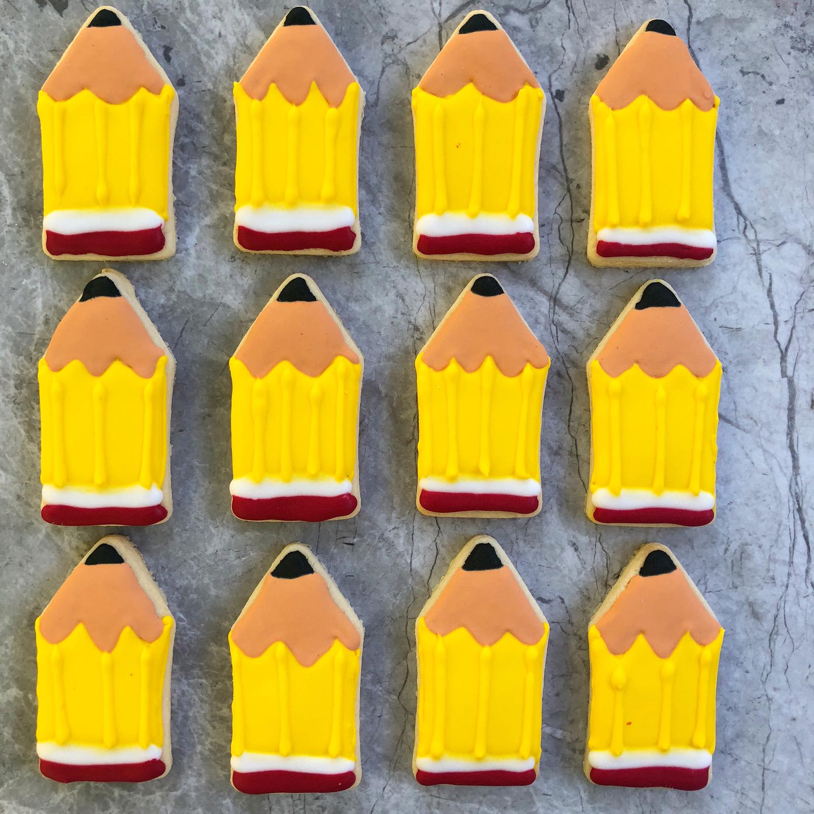 Royal icing pencil cookies