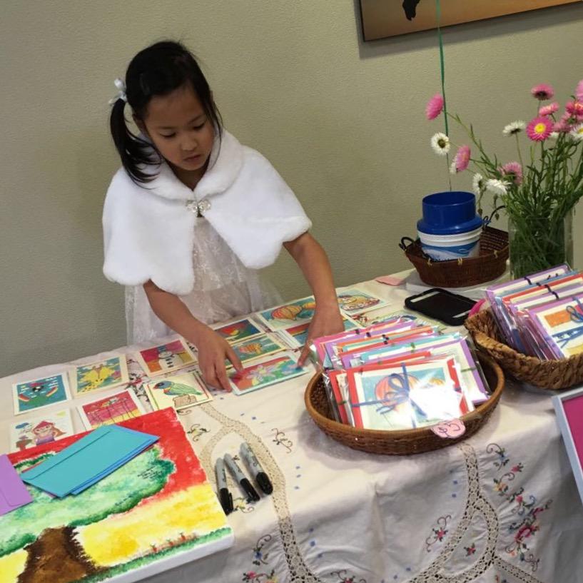 Samantha at her card stall last year