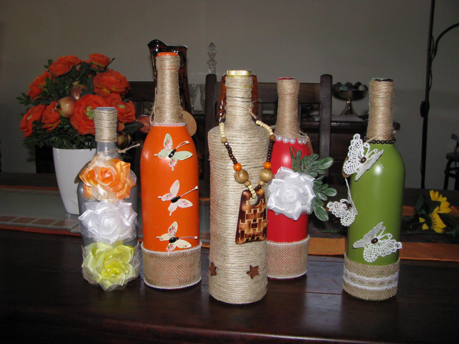 Decorated bottles using Twine, a few from a wide selection