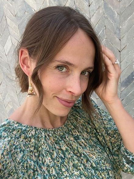 Becky Boston, wearing the Boston Drop earrings