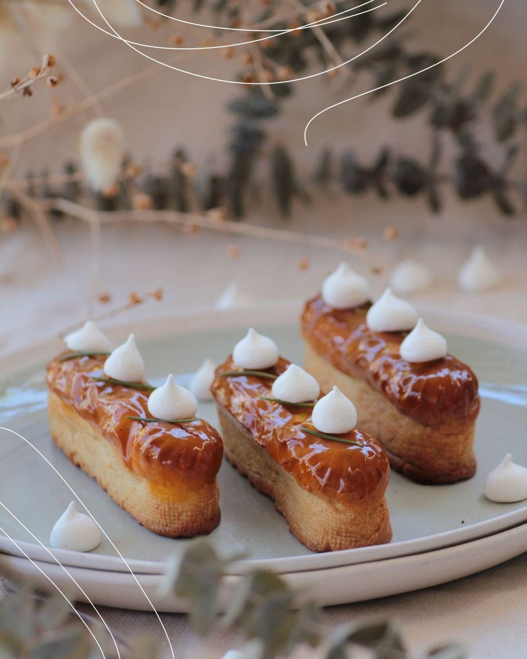 Eclair topped with meringue