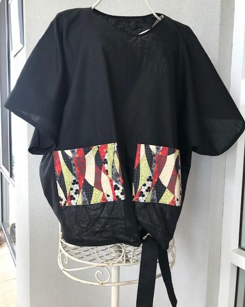 Linen black boxy top