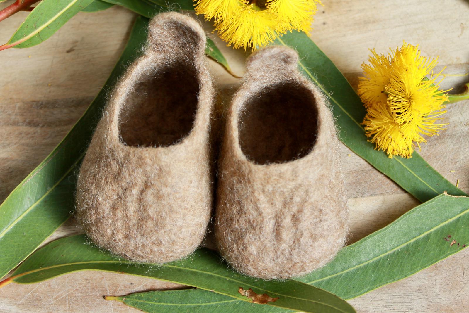 Canberra Clogs - Australian made special woollen felt baby shoes - Natural