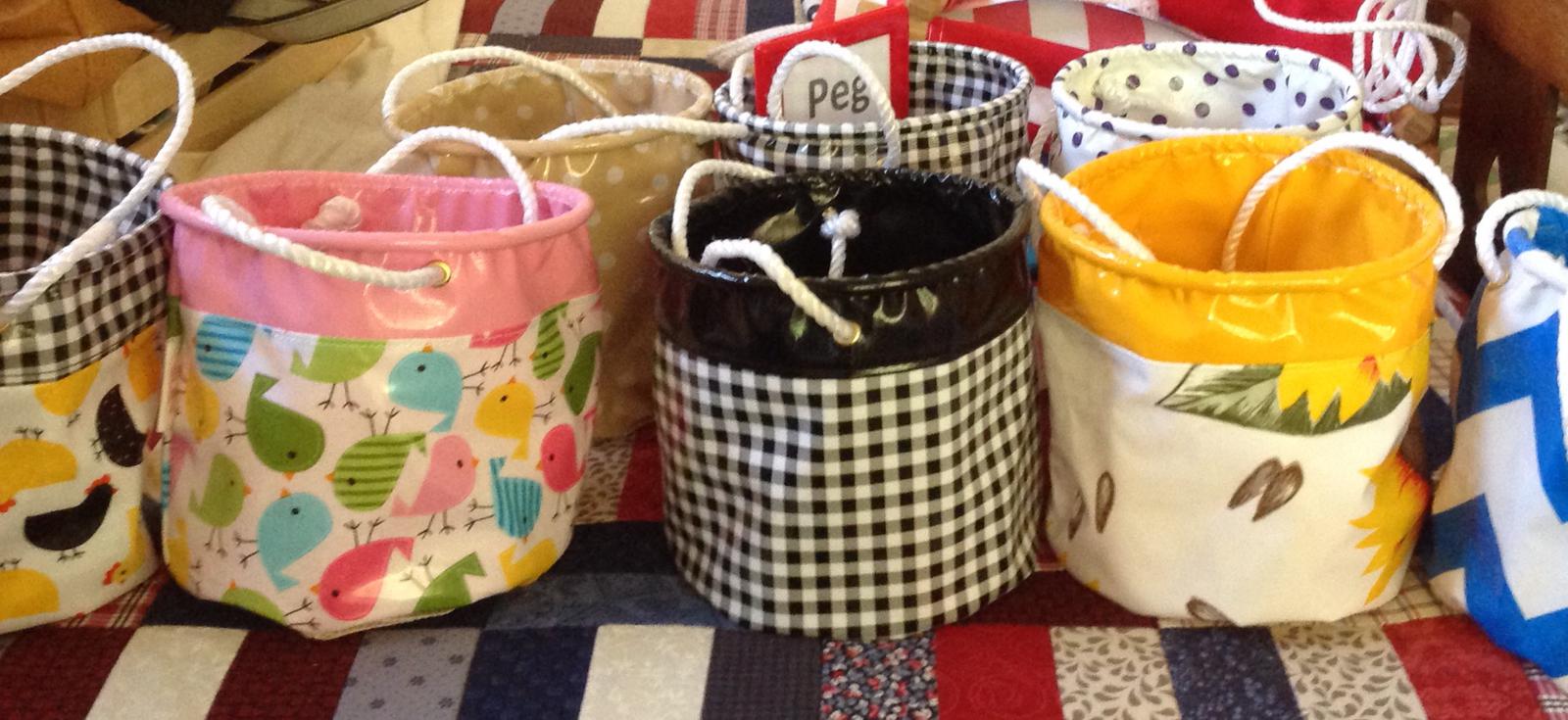 Peg Bags, complete with a shade clothe base to allow the rain to run through!