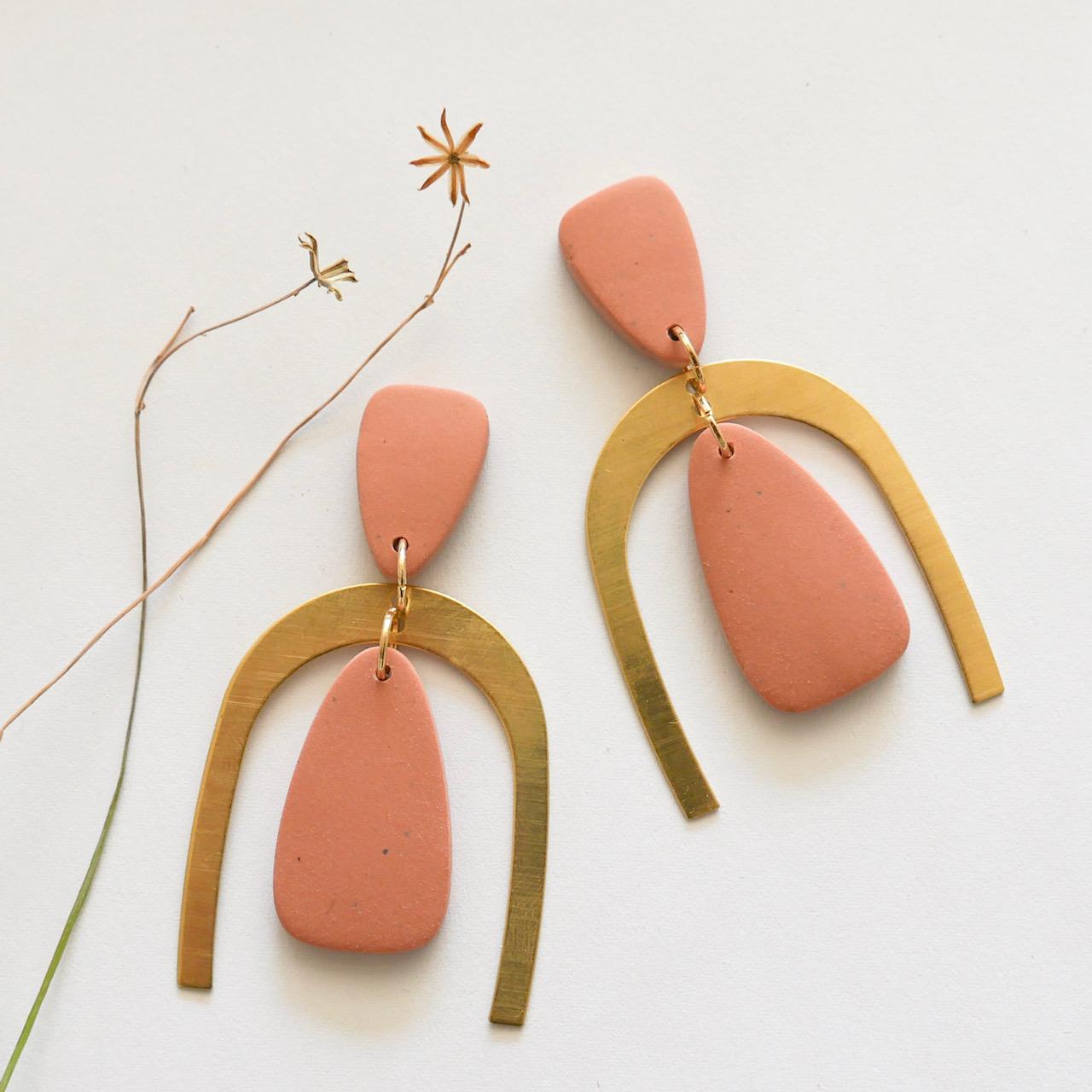 Polymer clay and brass statement dangles