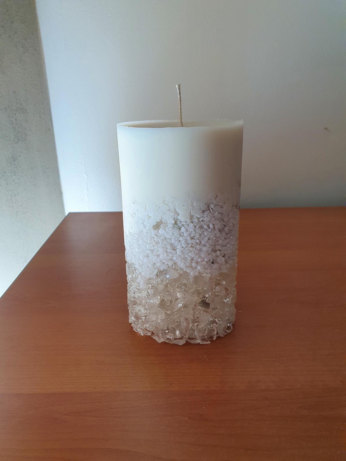 Clear quartz candle