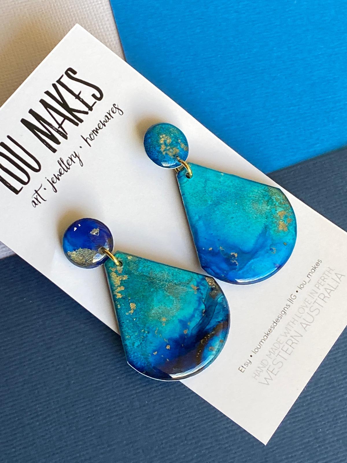 dangle earrings in coastal blues