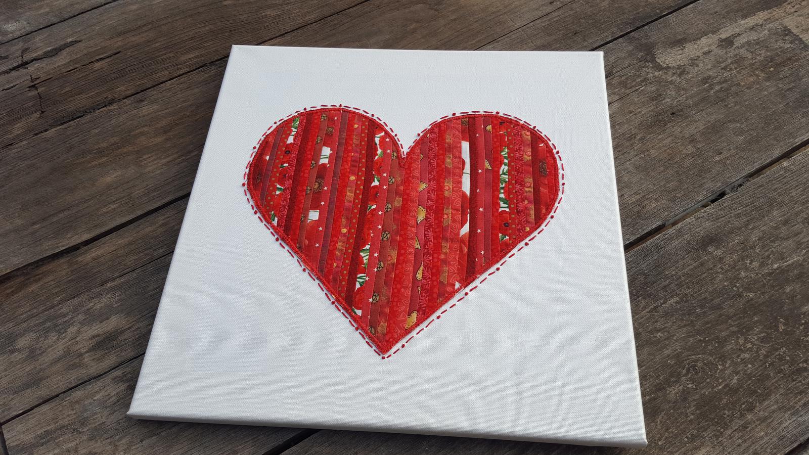 Fabric Heart on Canvas