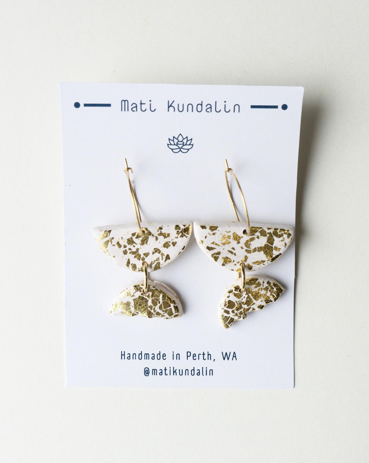 White and Gold Hoops