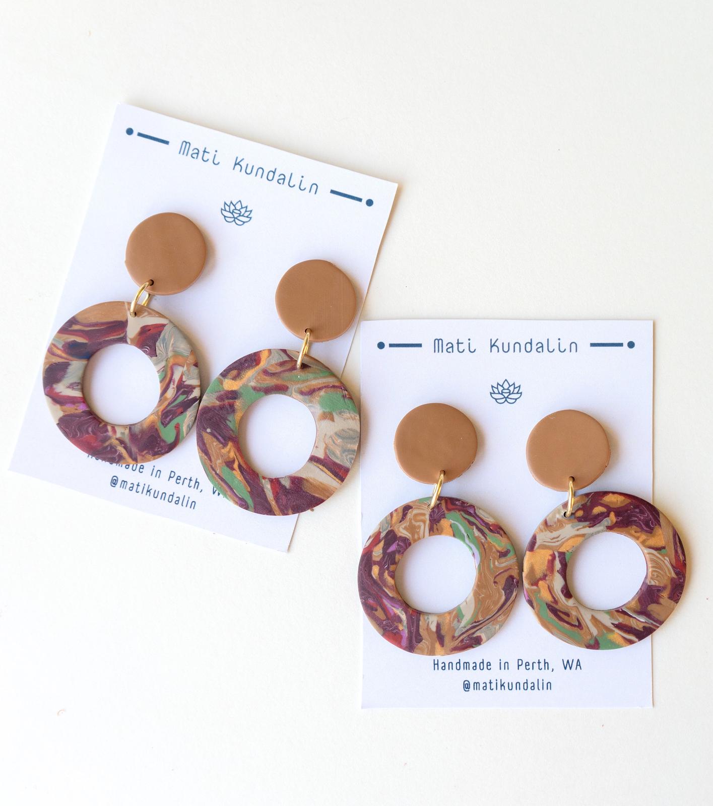 Multicolour Marble Polymer Clay Earrings