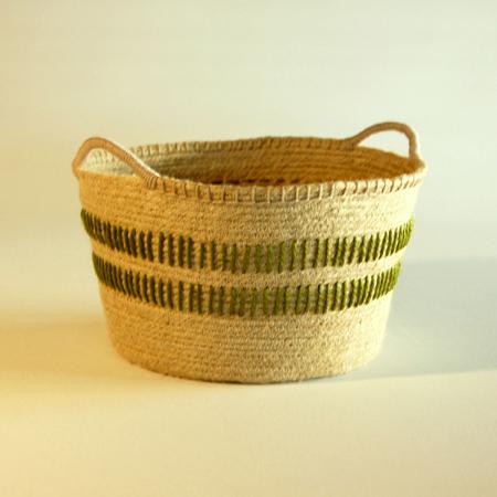 'Nomad' flax basket - pistachio