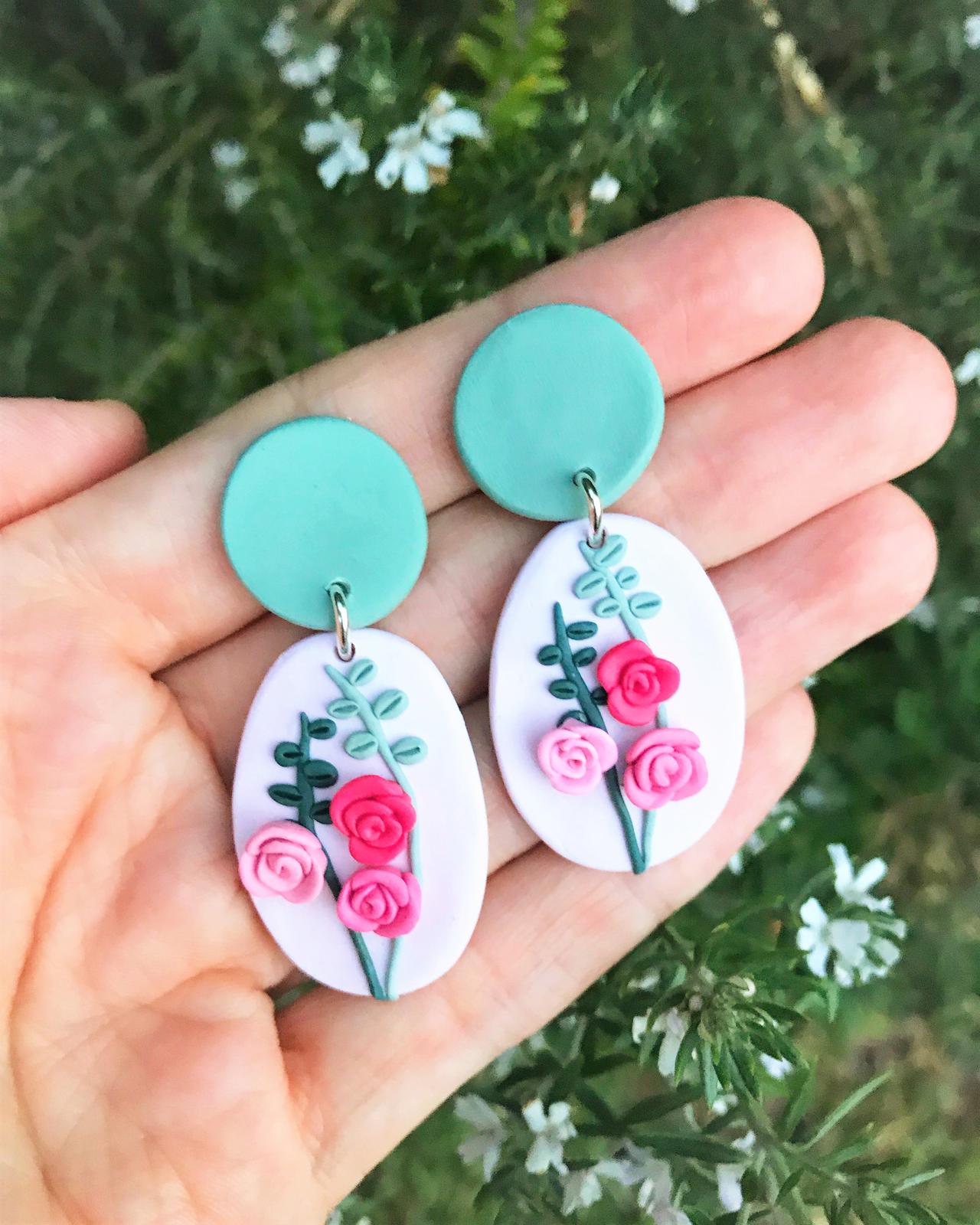 Polymer Clay Earrings - Roses